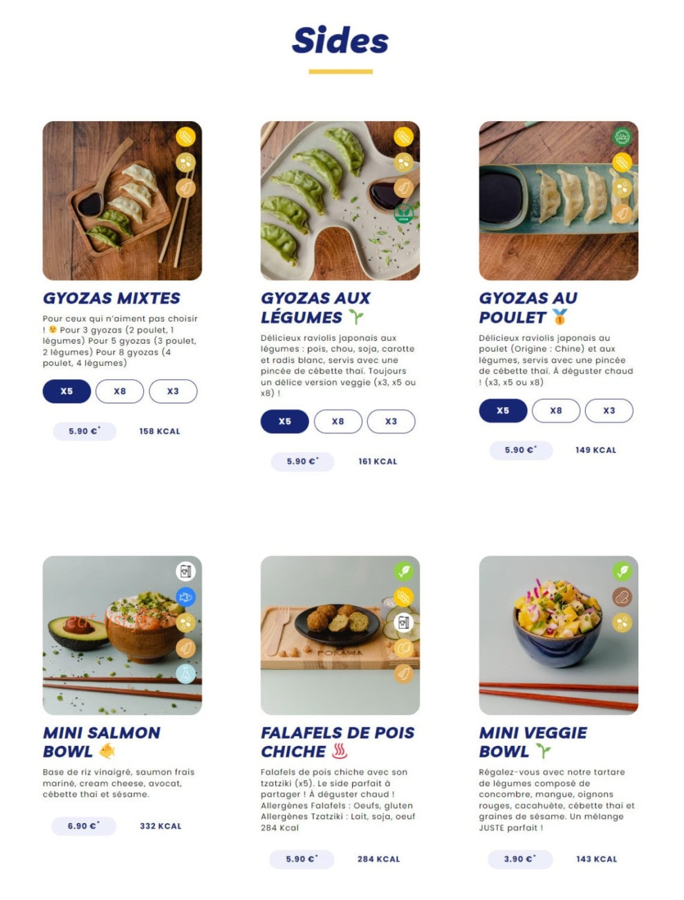 Carte et menu de Pokawa à Villeneuve la Garenne — Les sides