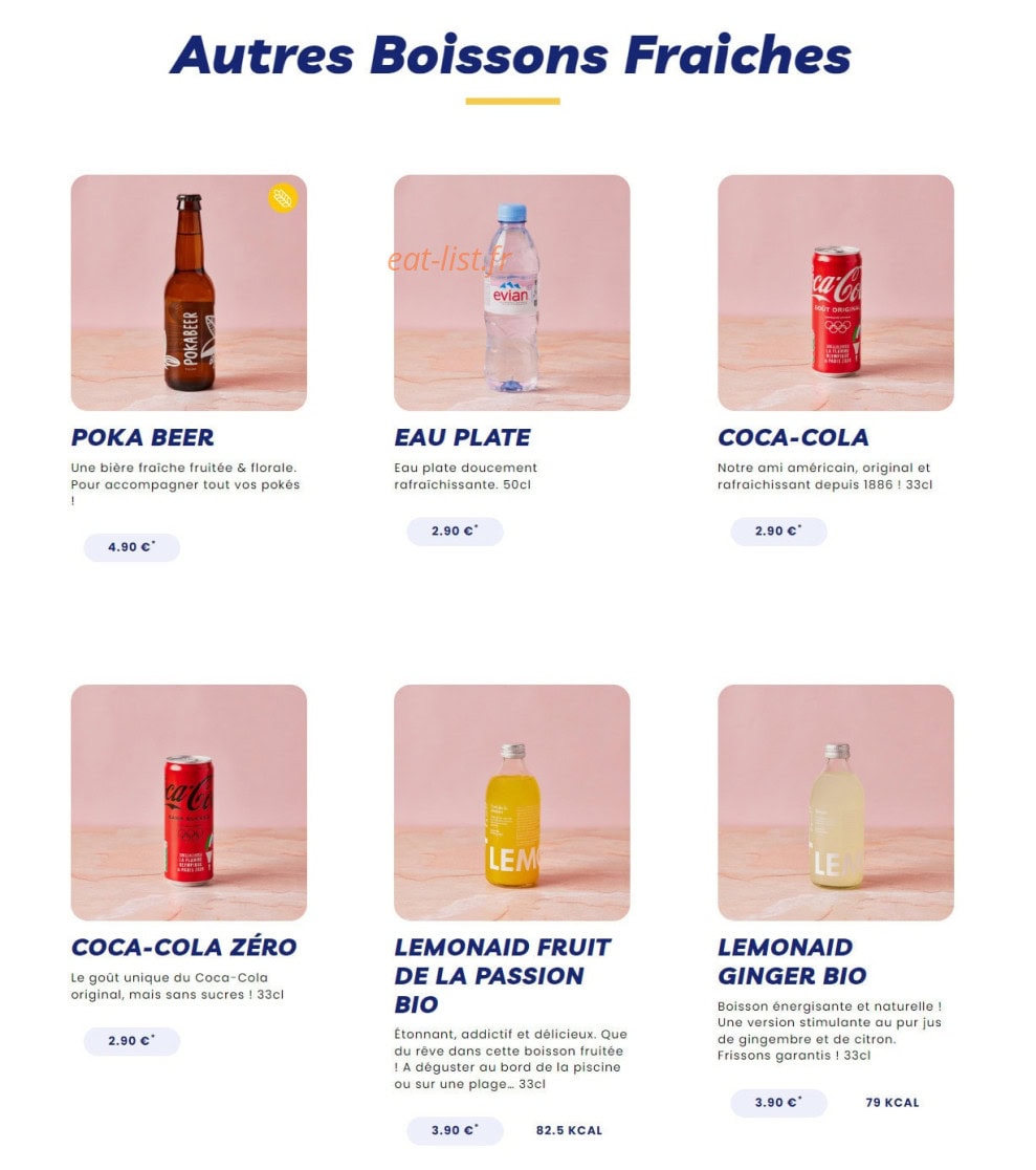 Carte et menu de Pokawa à Villeneuve la Garenne — Les autres boissons