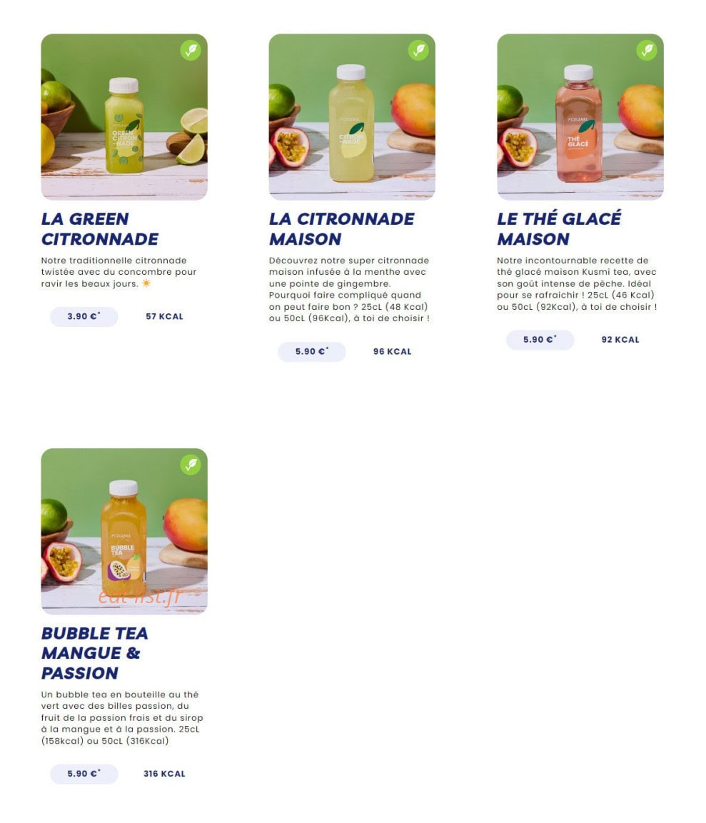 Carte et menu de Pokawa à Villeneuve la Garenne — Les boissons fraiches page 3