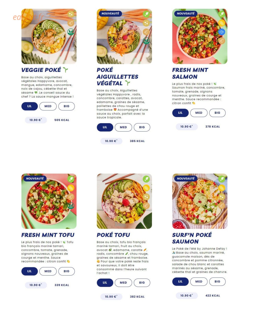 Carte et menu de Pokawa à Villeneuve la Garenne — Les pokés signatures page 2