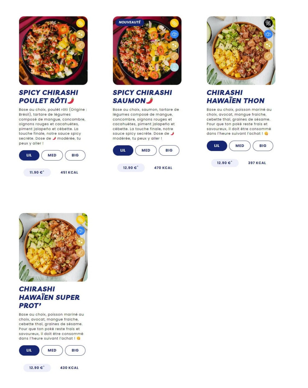 Carte et menu de Pokawa à Villeneuve la Garenne — Les chirashis suite