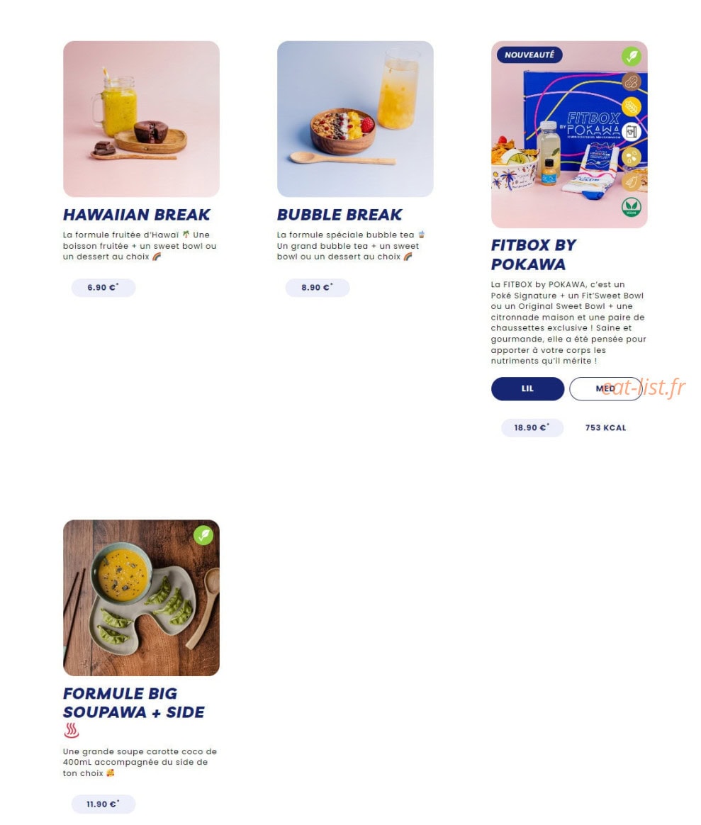 Carte et menu de Pokawa à Villeneuve la Garenne — Les formules suite