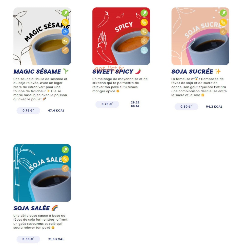 Carte et menu de Pokawa à Villeneuve la Garenne — Les sauces suite