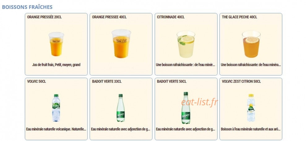 Carte et menu de Pomme de Pain à Villeneuve la Garenne — Les boissons fraiches