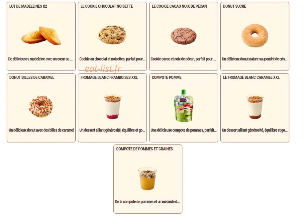 Carte et menu de Pomme de Pain à Villeneuve la Garenne — Les desserts suite