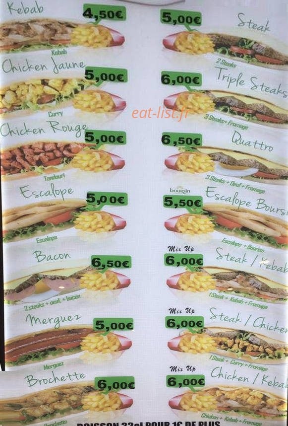 Royal Food — carte page 1