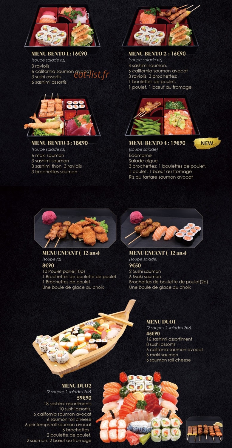 Carte et menu de Sushi Hanaka à Villeneuve la Garenne — Les menus chaud (suite)