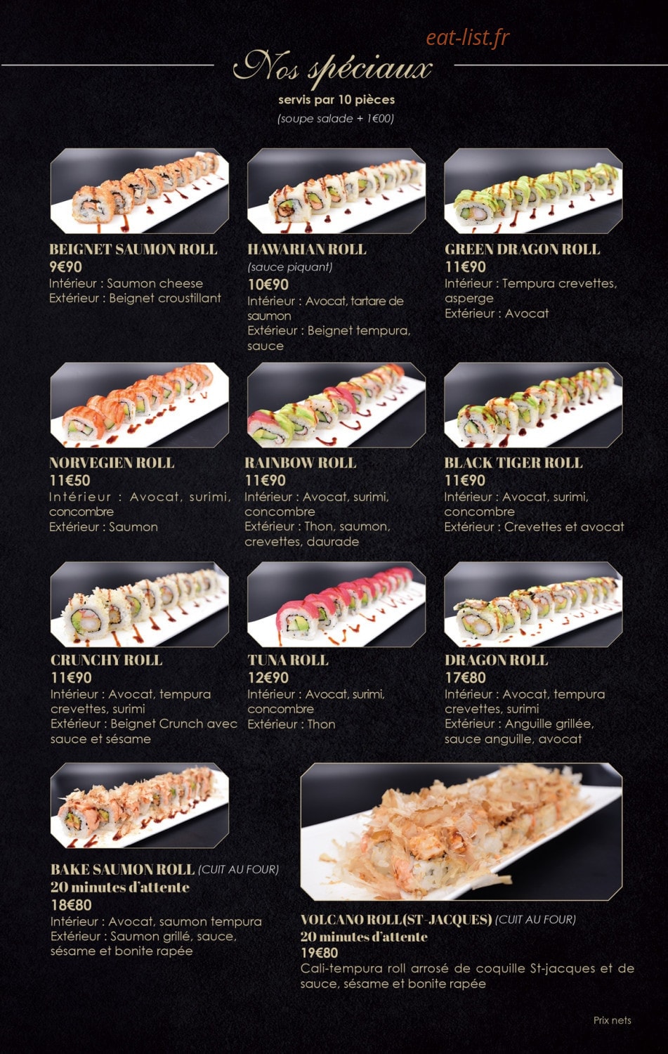 Carte et menu de Sushi Hanaka à Villeneuve la Garenne — Les spéciaux