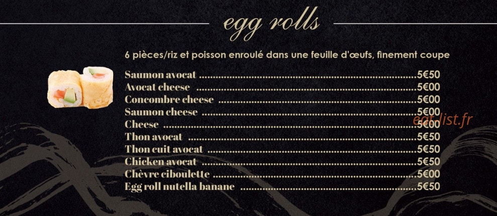 Carte et menu de Sushi Hanaka à Villeneuve la Garenne — Les egg rolls