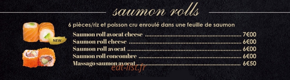 Carte et menu de Sushi Hanaka à Villeneuve la Garenne — Les saumon rolls