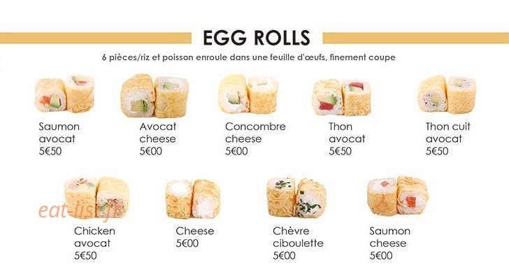 Carte et menu de Sushi Hanaka à Villeneuve la Garenne — Les egg rolls