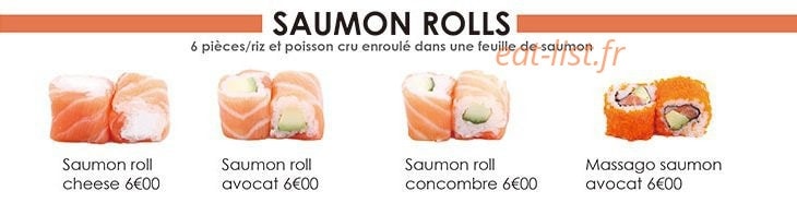 Carte et menu de Sushi Hanaka à Villeneuve la Garenne — Les saumon rolls
