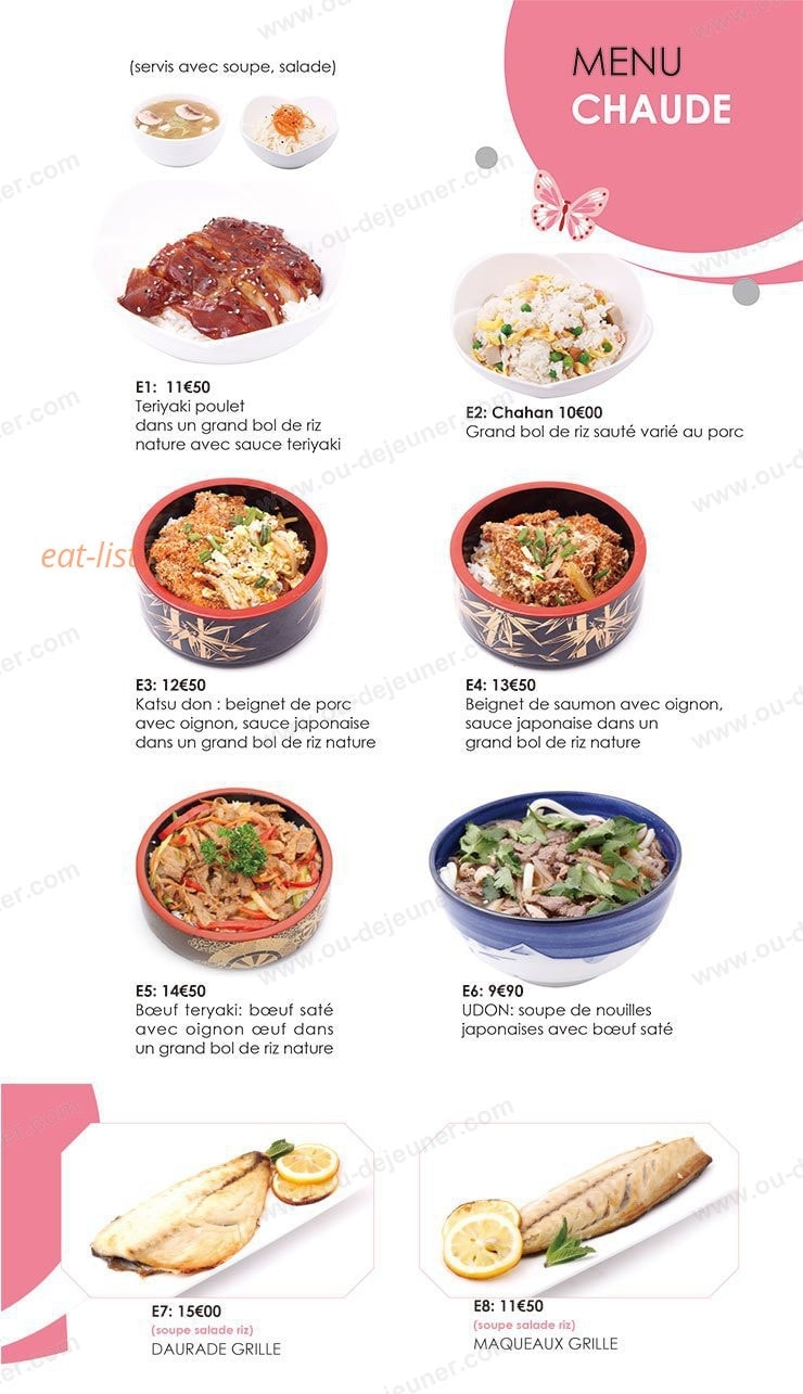 Carte et menu de Sushi Hanaka à Villeneuve la Garenne — Les menus chaudes