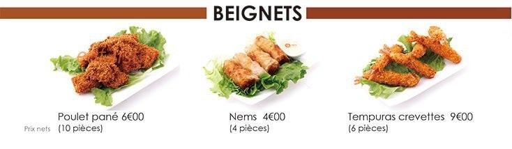 Carte et menu de Sushi Hanaka à Villeneuve la Garenne — Les beignets