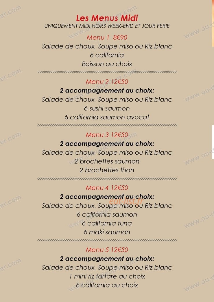 Carte et menu de Sushi Hanaka à Villeneuve la Garenne — Les spéciaux suite