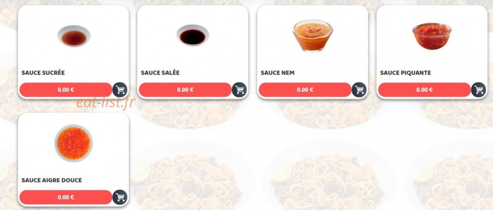 Carte et menu de Sushim à Villeneuve la Garenne — Les sauces
