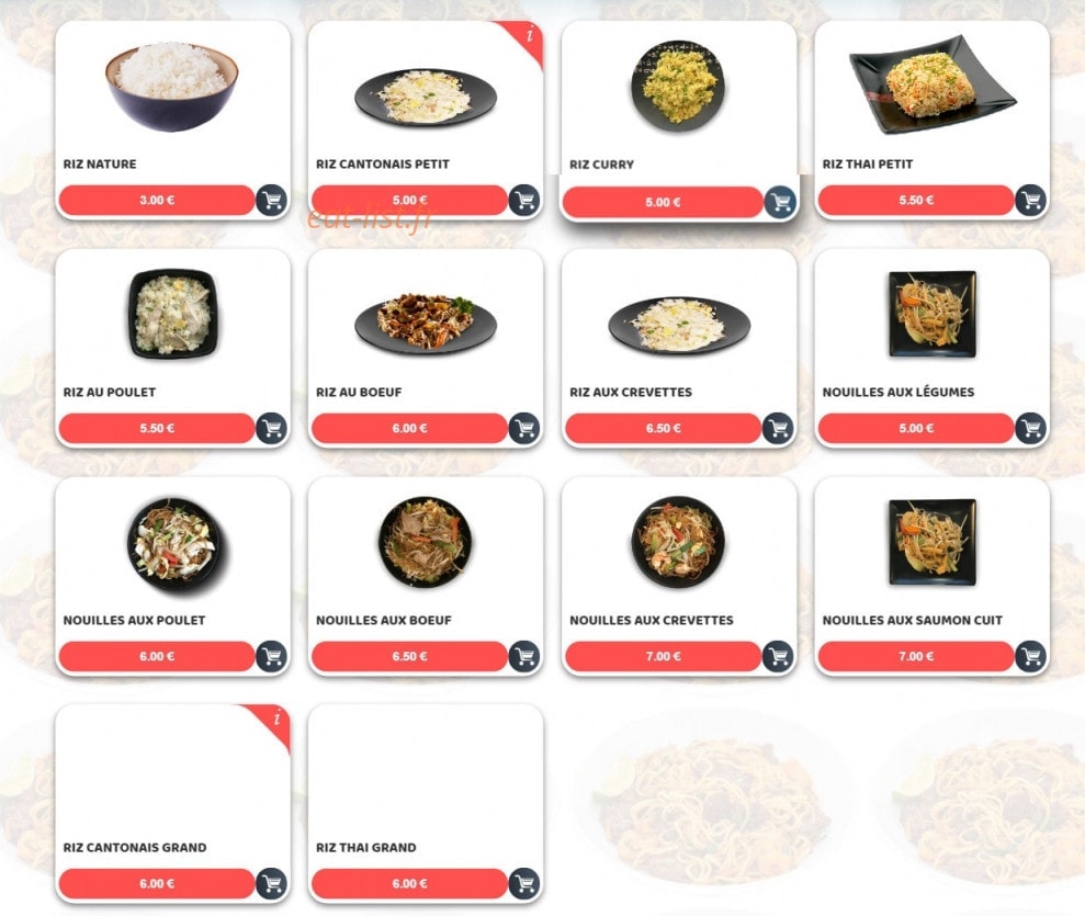 Carte et menu de Sushim à Villeneuve la Garenne — Les riz