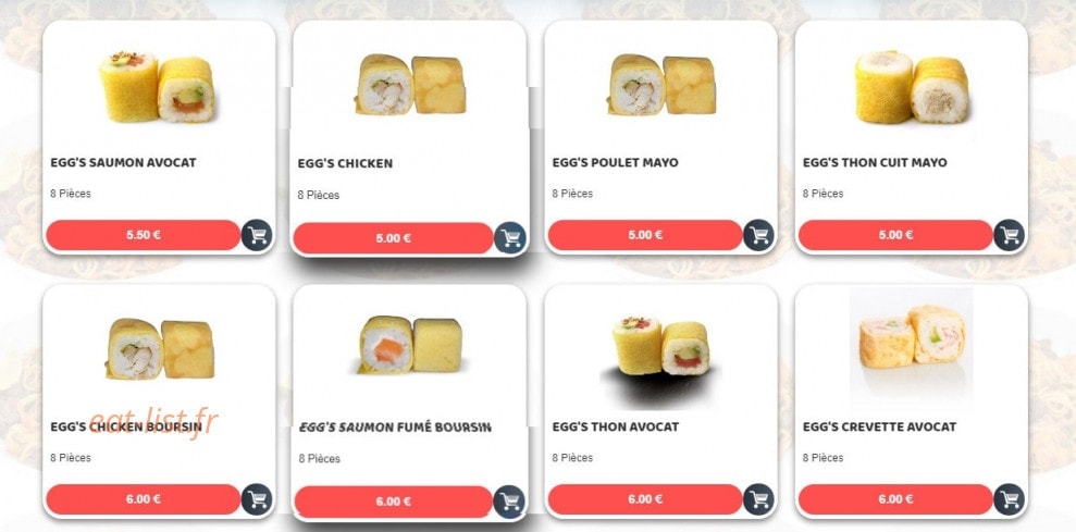 Carte et menu de Sushim à Villeneuve la Garenne — Les rolls