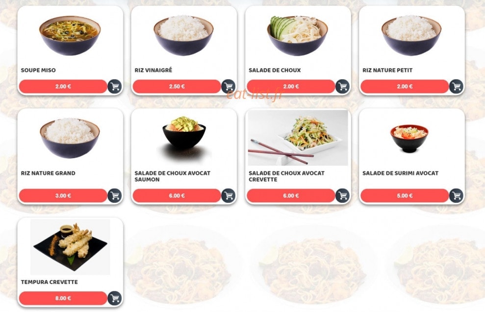 Carte et menu de Sushim à Villeneuve la Garenne — Les entrées