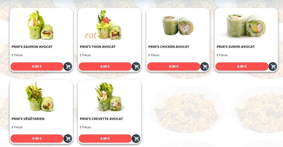 Carte et menu de Sushim à Villeneuve la Garenne — Les prin's