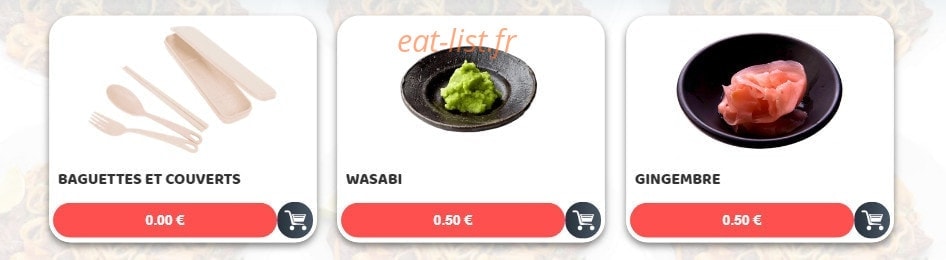 Carte et menu de Sushim à Villeneuve la Garenne — Les extras