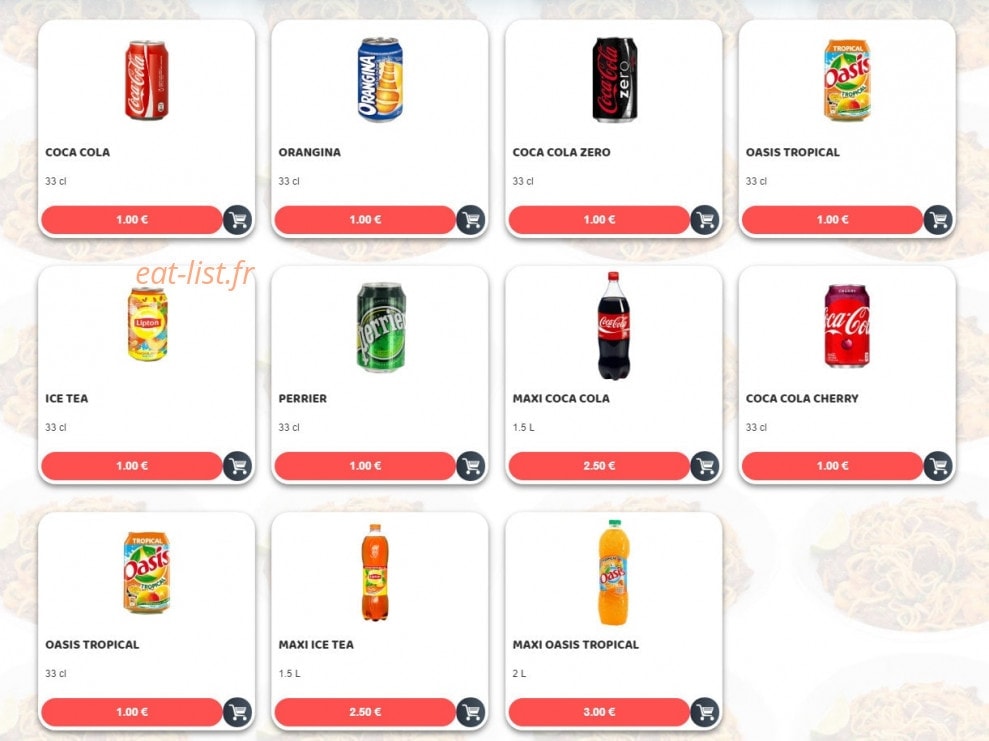 Carte et menu de Sushim à Villeneuve la Garenne — Les boissons