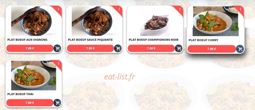 Carte et menu de Sushim à Villeneuve la Garenne — Les plats boeuf