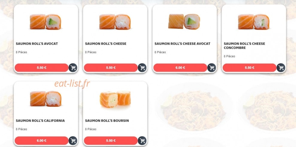 Carte et menu de Sushim à Villeneuve la Garenne — Les rooll's