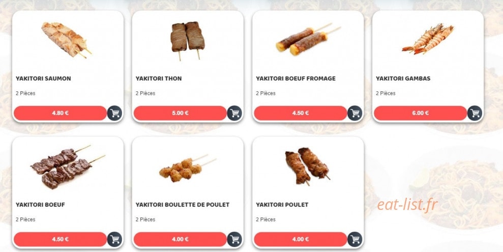 Carte et menu de Sushim à Villeneuve la Garenne — Les yakitoris