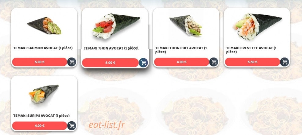 Carte et menu de Sushim à Villeneuve la Garenne — Les temakis