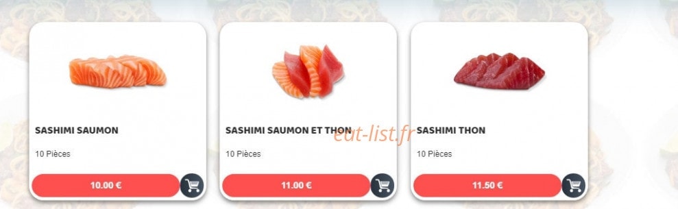 Carte et menu de Sushim à Villeneuve la Garenne — Les sashimis