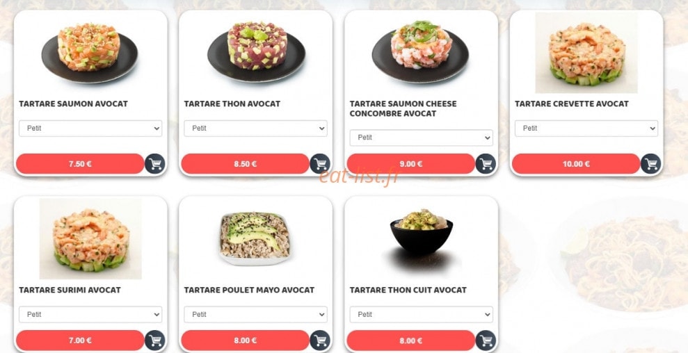 Carte et menu de Sushim à Villeneuve la Garenne — Les tartars