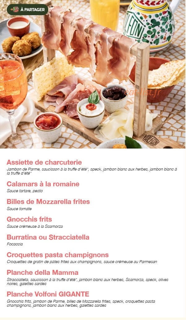 Carte et menu de Volfoni Gennevilliers à Villeneuve la Garenne — A partager