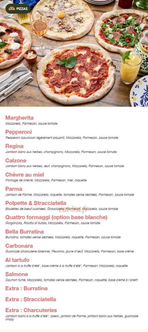 Carte et menu de Volfoni Gennevilliers à Villeneuve la Garenne — Les pizzas