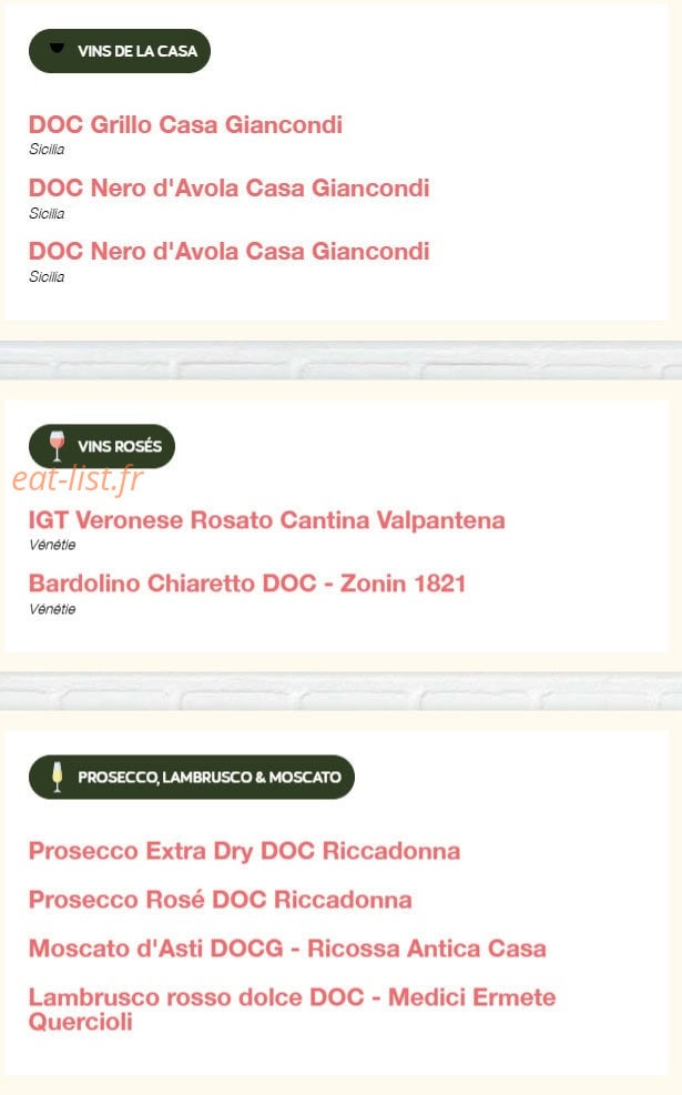 Carte et menu de Volfoni Gennevilliers à Villeneuve la Garenne — Les vins