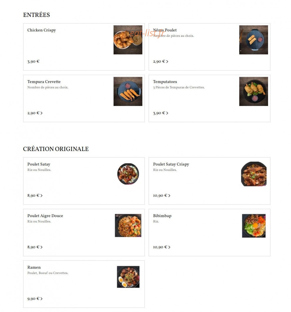 Asian Food By BAZE — carte page 1