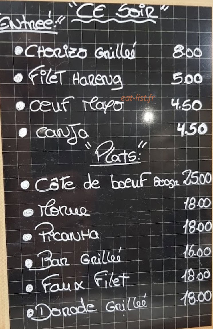 Carte et menu de Au Vieux Fusil à Courbevoie — Exemple de menu