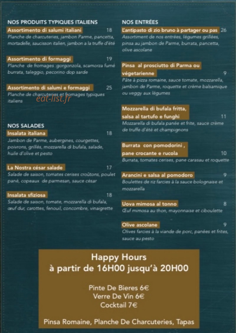 Da Bruno — carte page 1