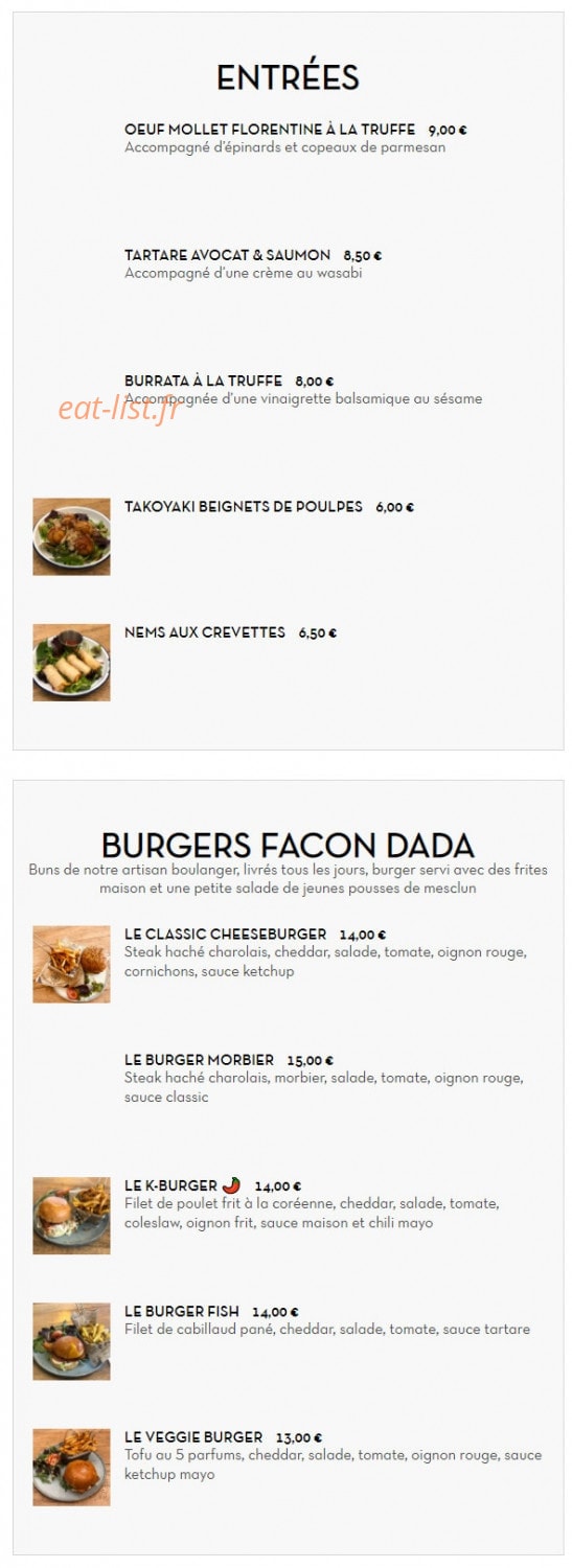 Dada Bistro — carte page 2