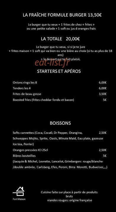 Friends et Fries — carte page 2