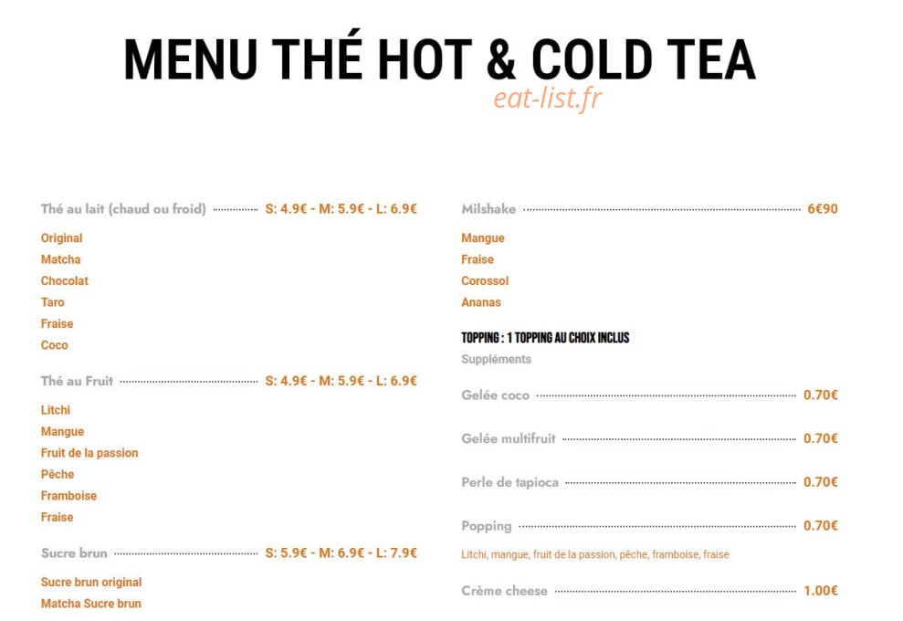 Hot and Cold Tea — carte page 1