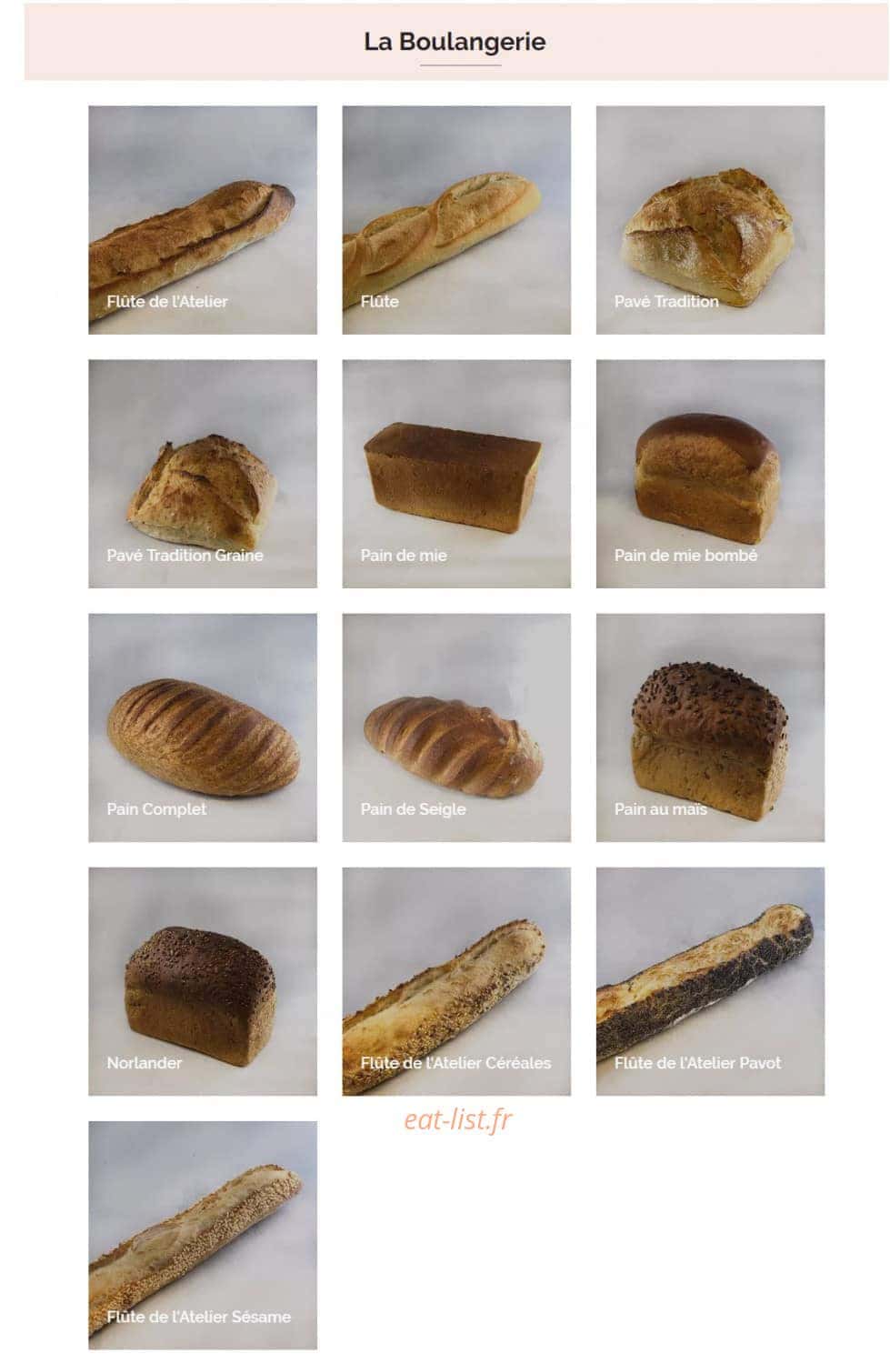 L'Atelier des Pains & co — carte page 1