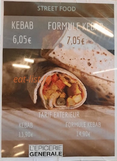 L'Épicerie Générale — carte page 1
