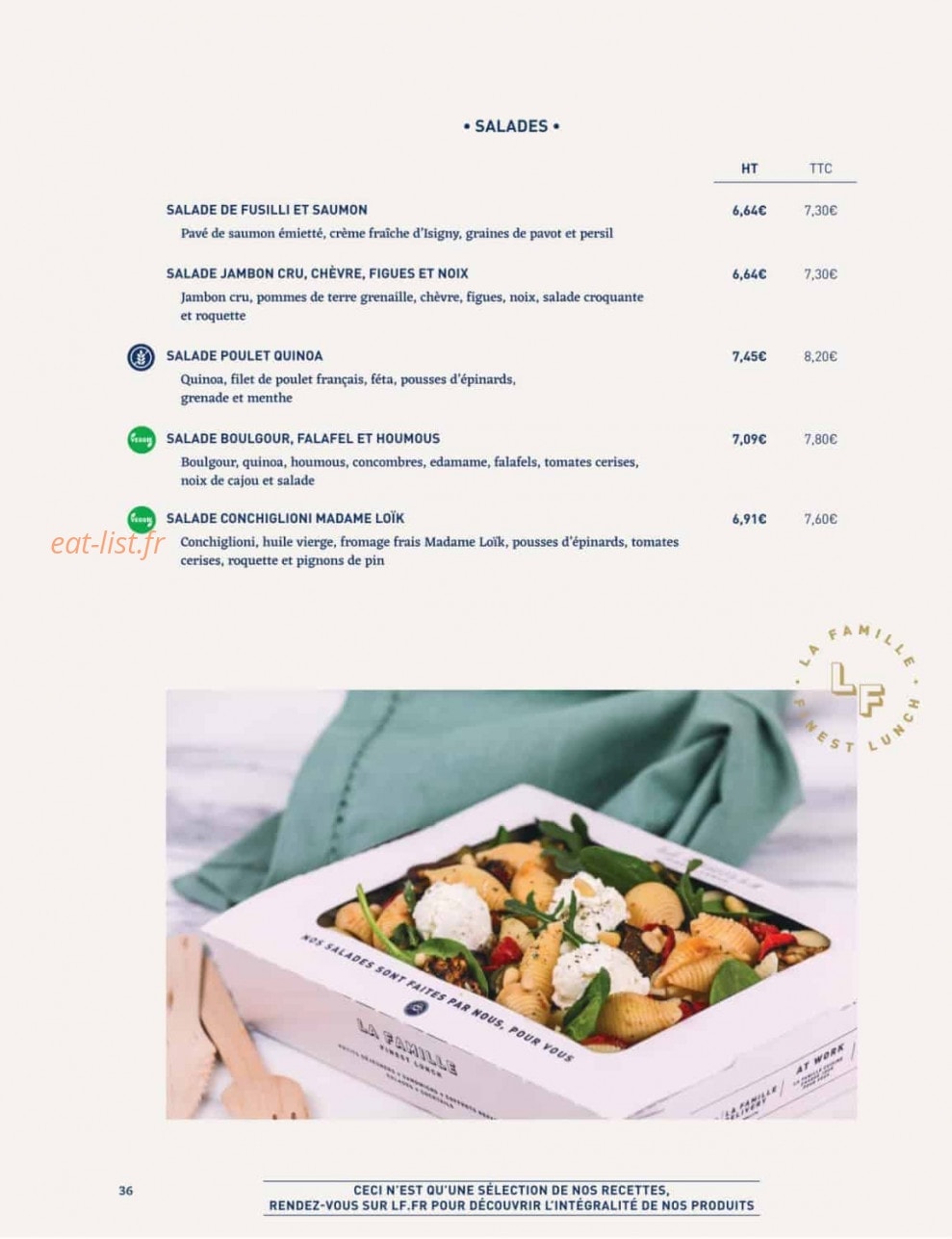 La Famille Finest Lunch — carte page 34