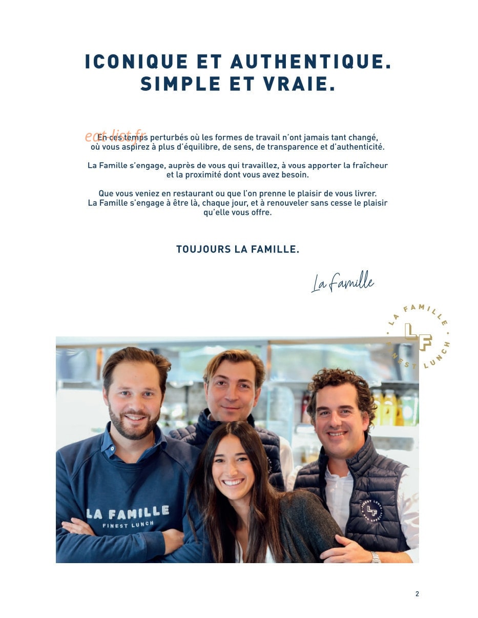 La Famille Finest Lunch — carte page 9