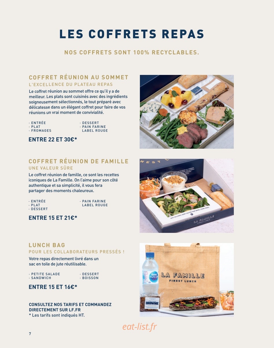 La Famille Finest Lunch — carte page 5