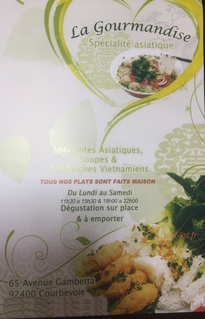 La Gourmandise — carte page 1
