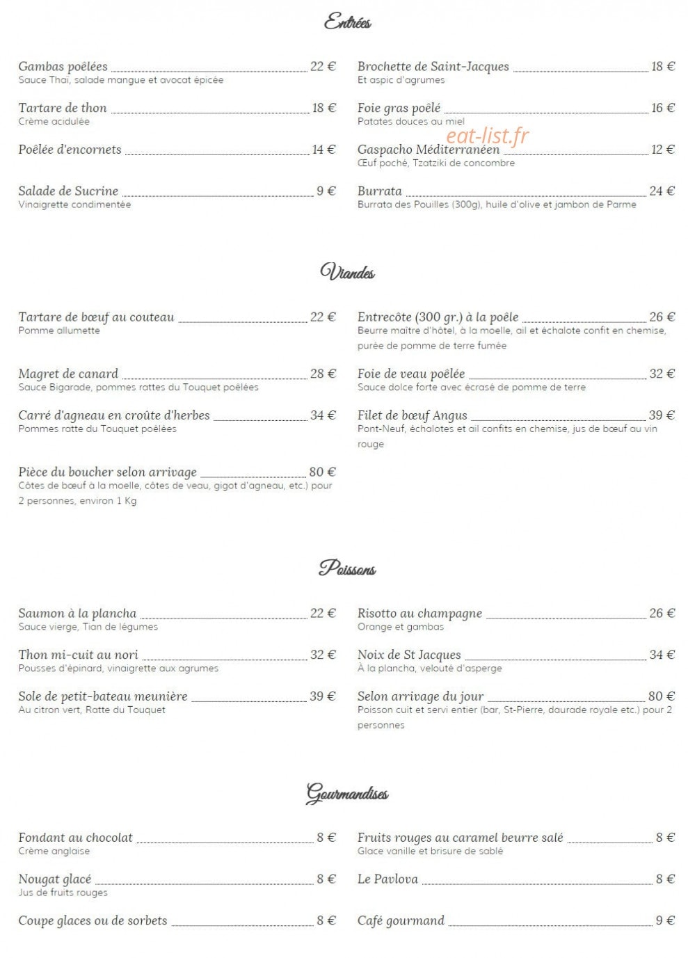 La Table Des Artistes — carte page 1