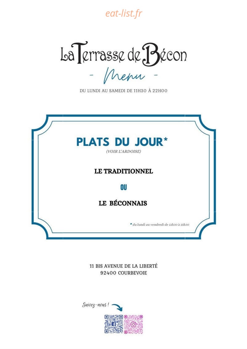 La Terrasse de Bécon — carte page 2