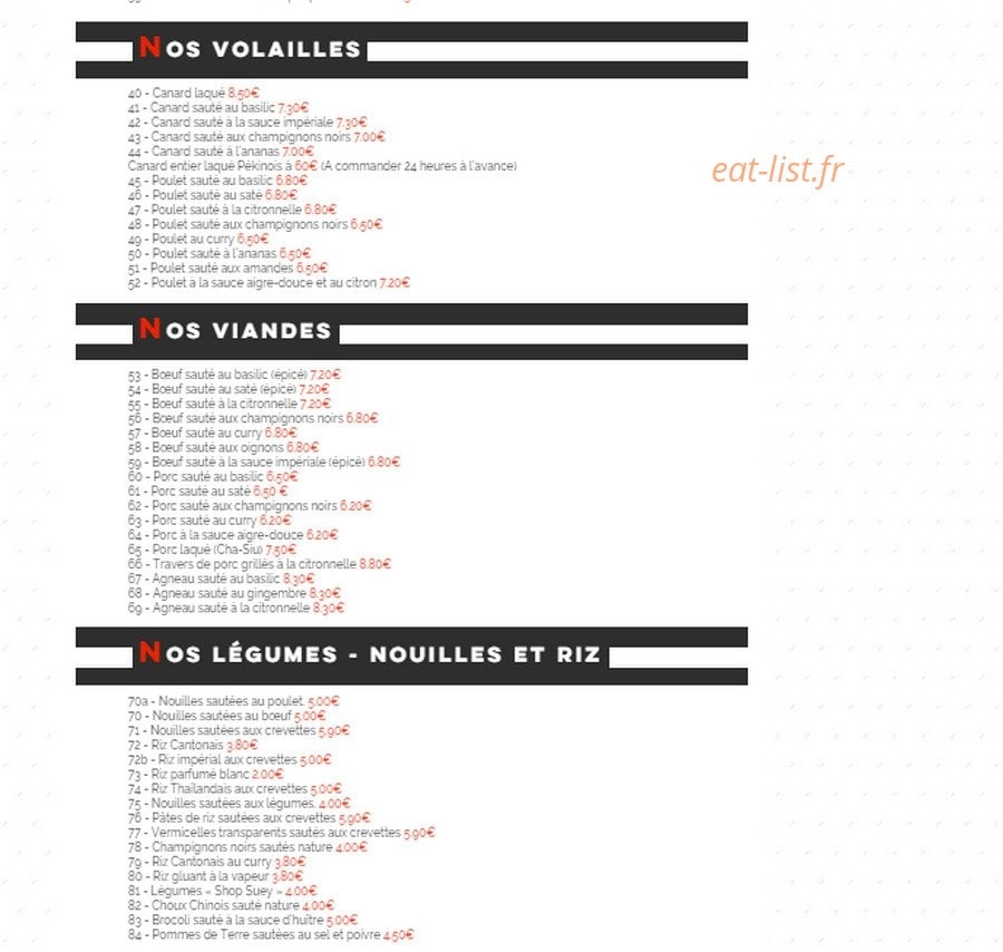 Le Restaurant du Bonheur — carte page 3